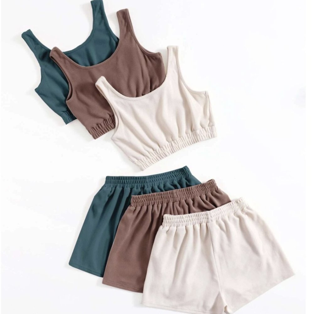 ONE (1) Crop Tank Top & Knot Front Shorts Lounge Set